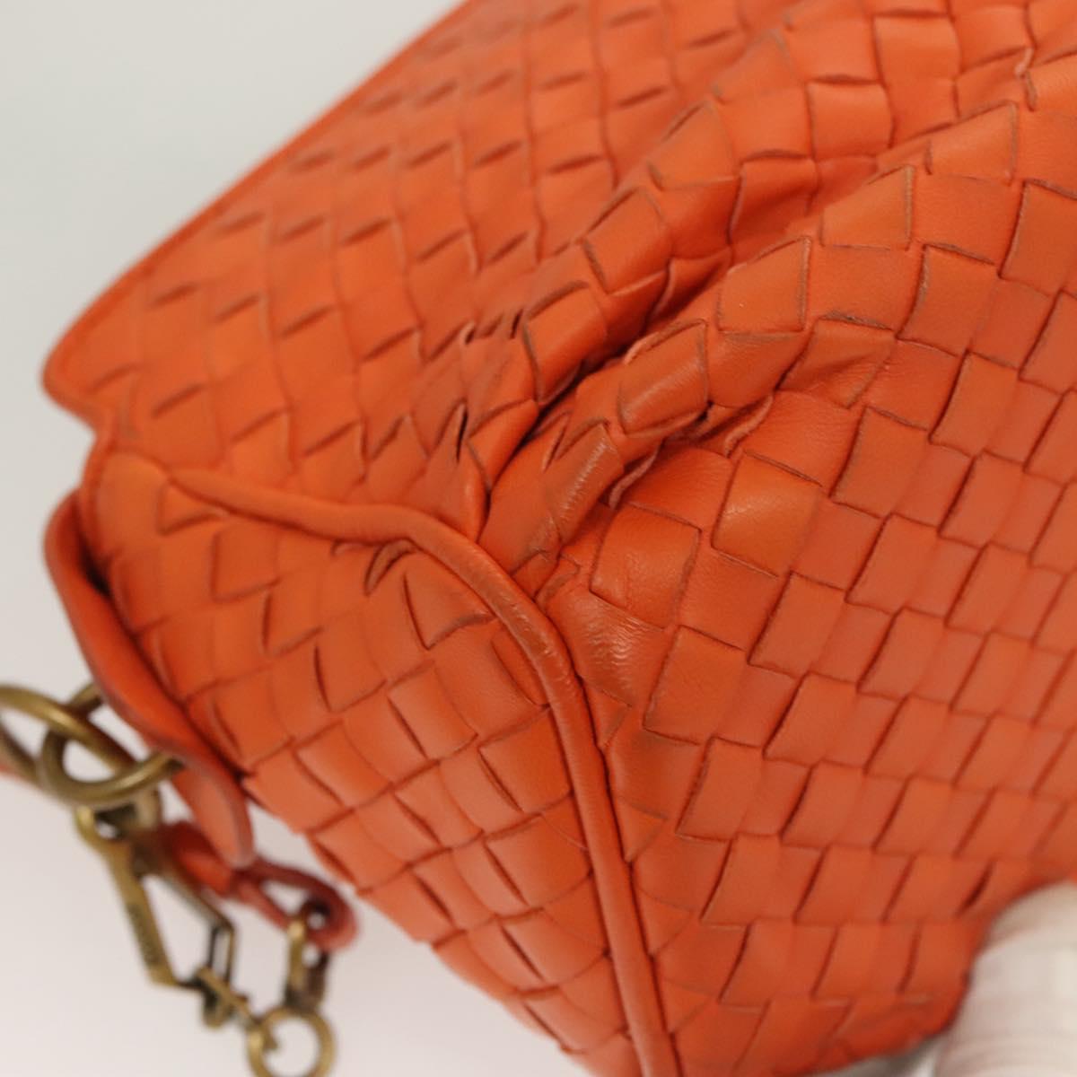 Bottega Veneta Intrecciato Shoulder Bag Leather Orange