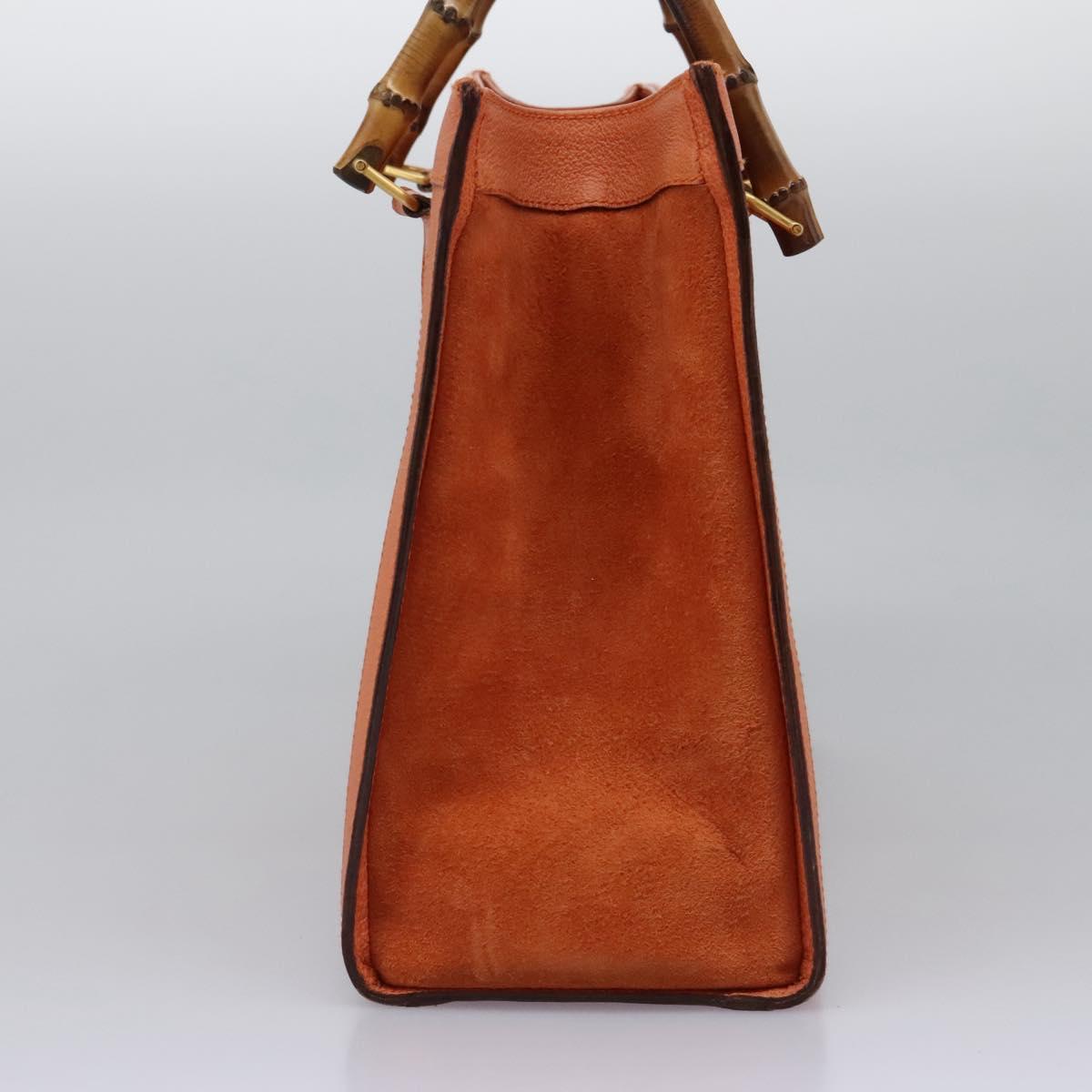 GUCCI Bamboo Hand Bag Suede Orange