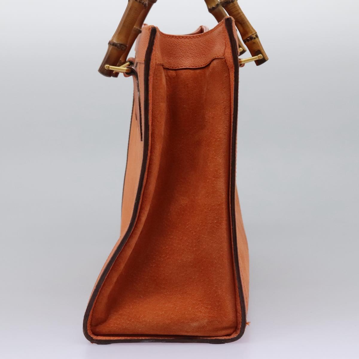 GUCCI Bamboo Hand Bag Suede Orange