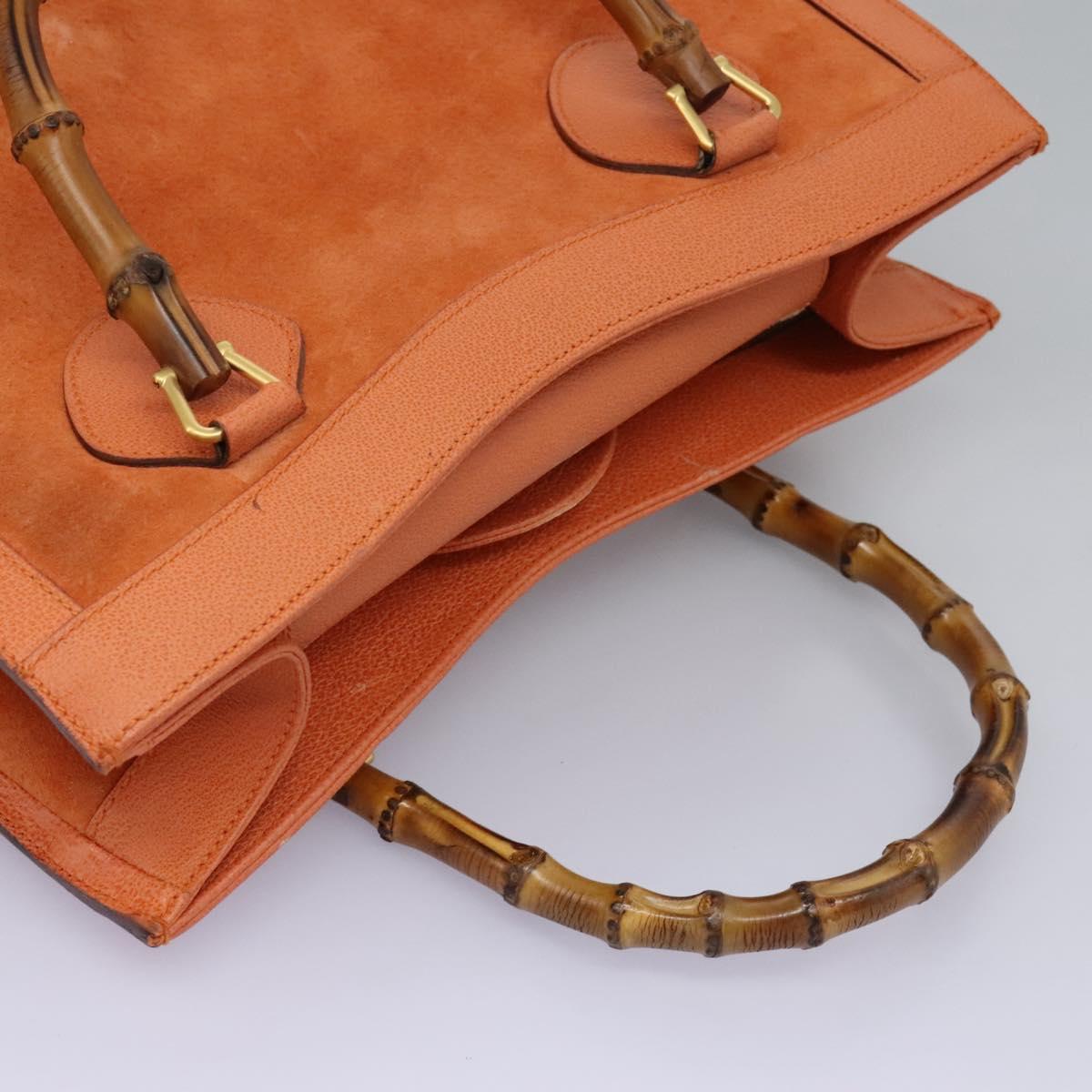 GUCCI Bamboo Hand Bag Suede Orange