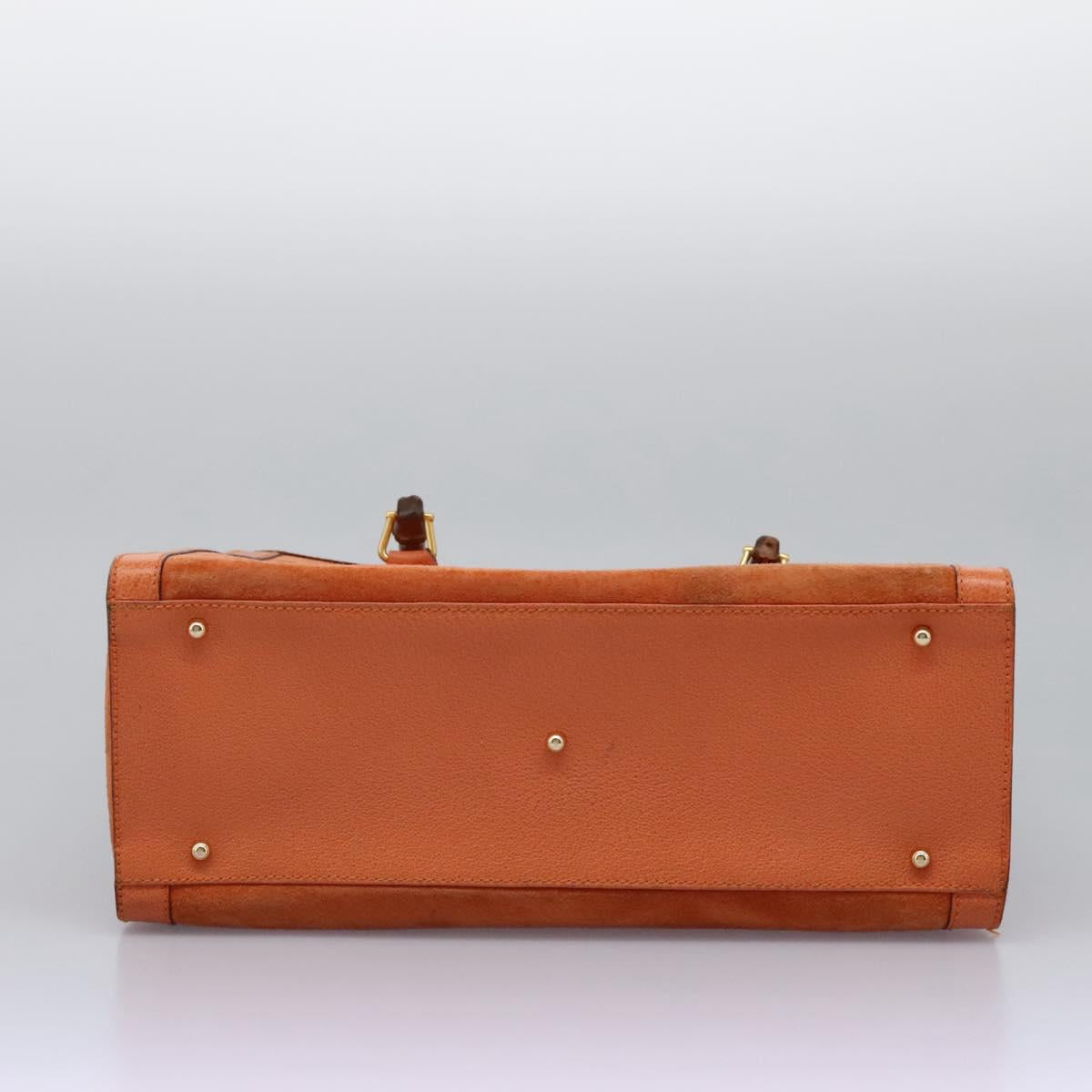 GUCCI Bamboo Hand Bag Suede Orange