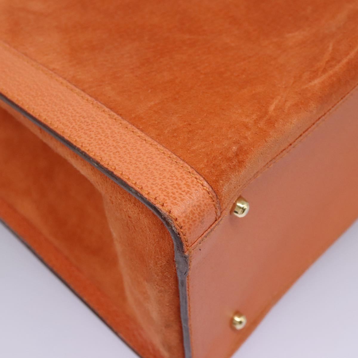 GUCCI Bamboo Hand Bag Suede Orange
