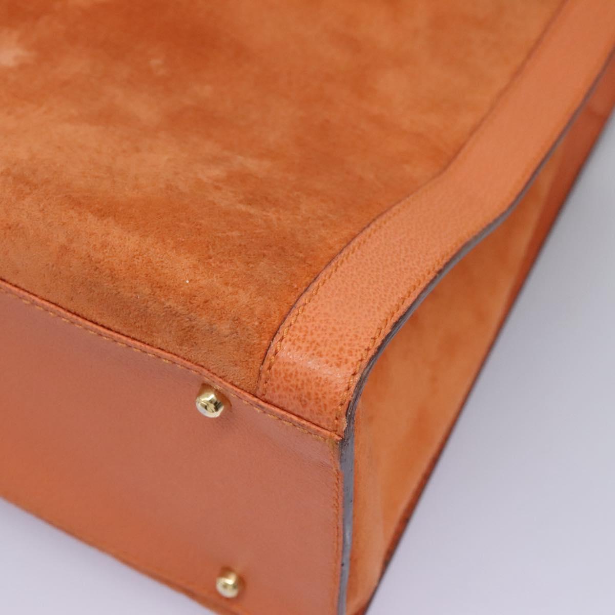 GUCCI Bamboo Hand Bag Suede Orange