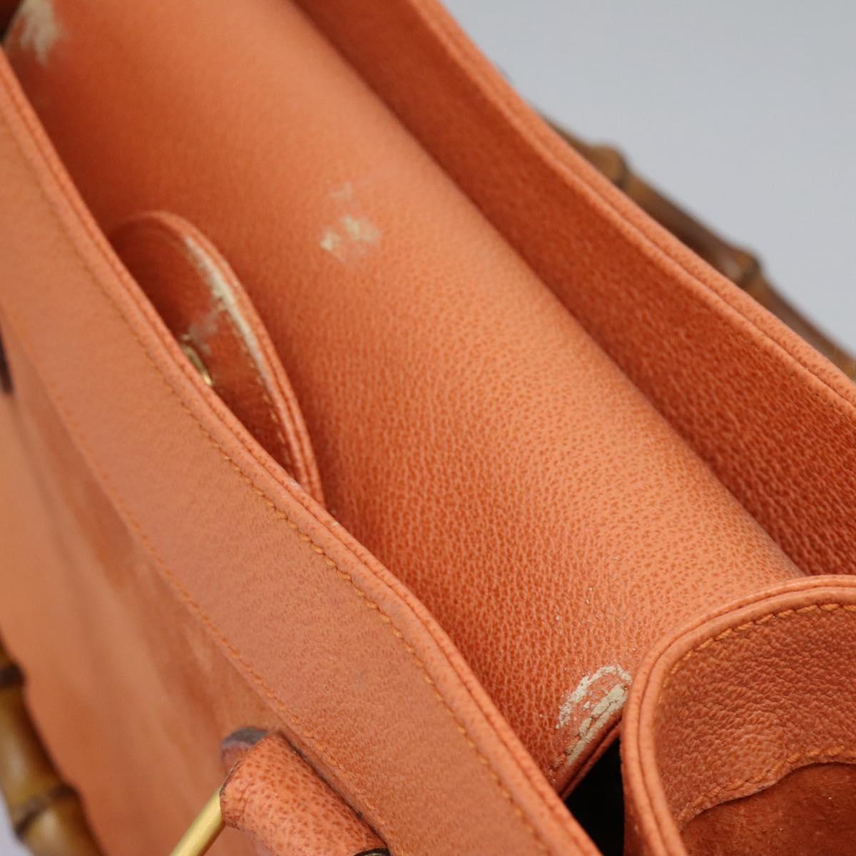 GUCCI Bamboo Hand Bag Suede Orange