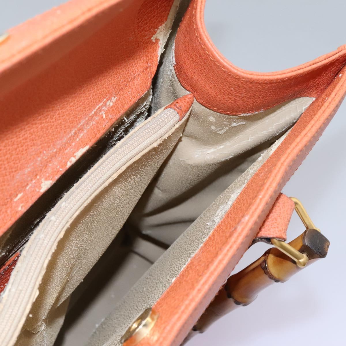 GUCCI Bamboo Hand Bag Suede Orange