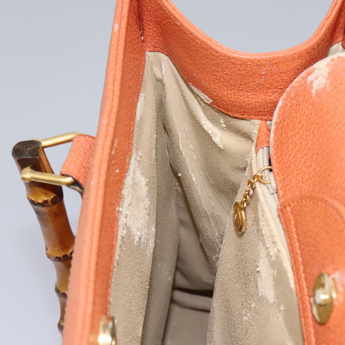 GUCCI Bamboo Hand Bag Suede Orange