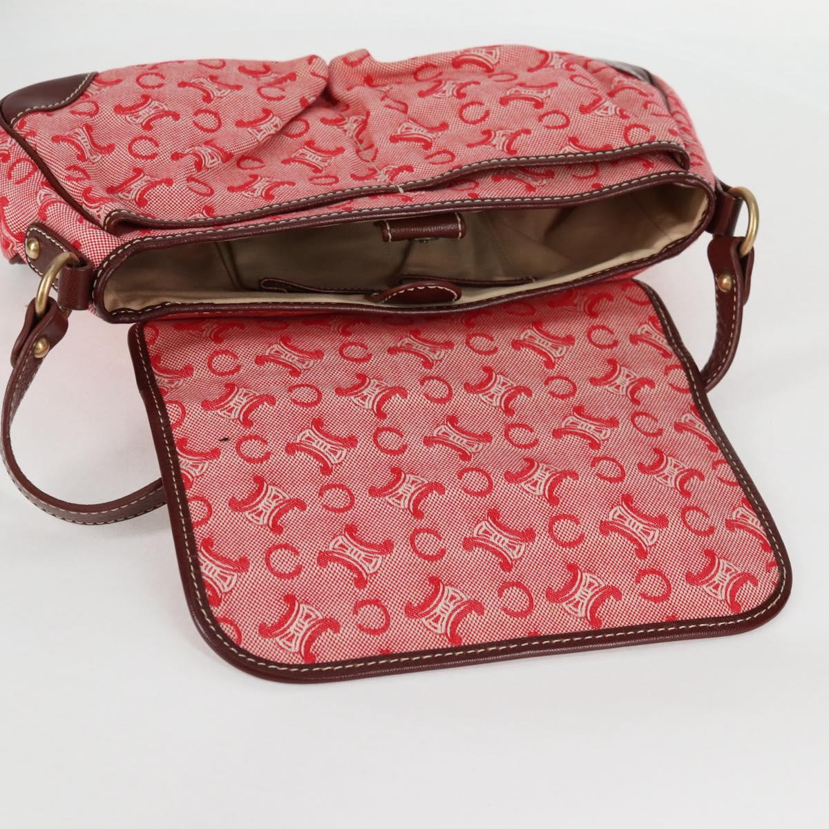 Celine Macadam Canvas Shoulder Bag Red