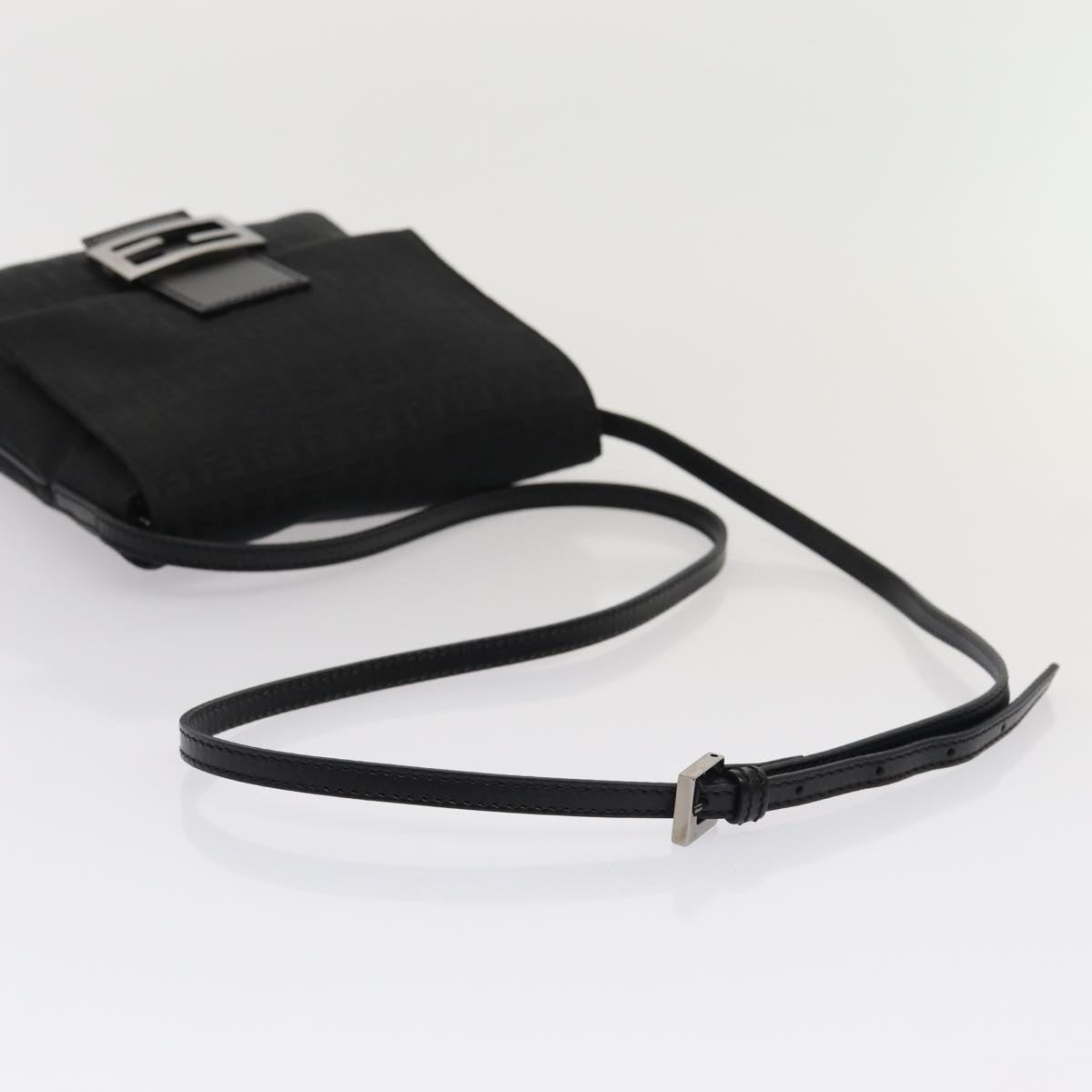 Fendi Zucchino Canvas Crossbody Bag Black