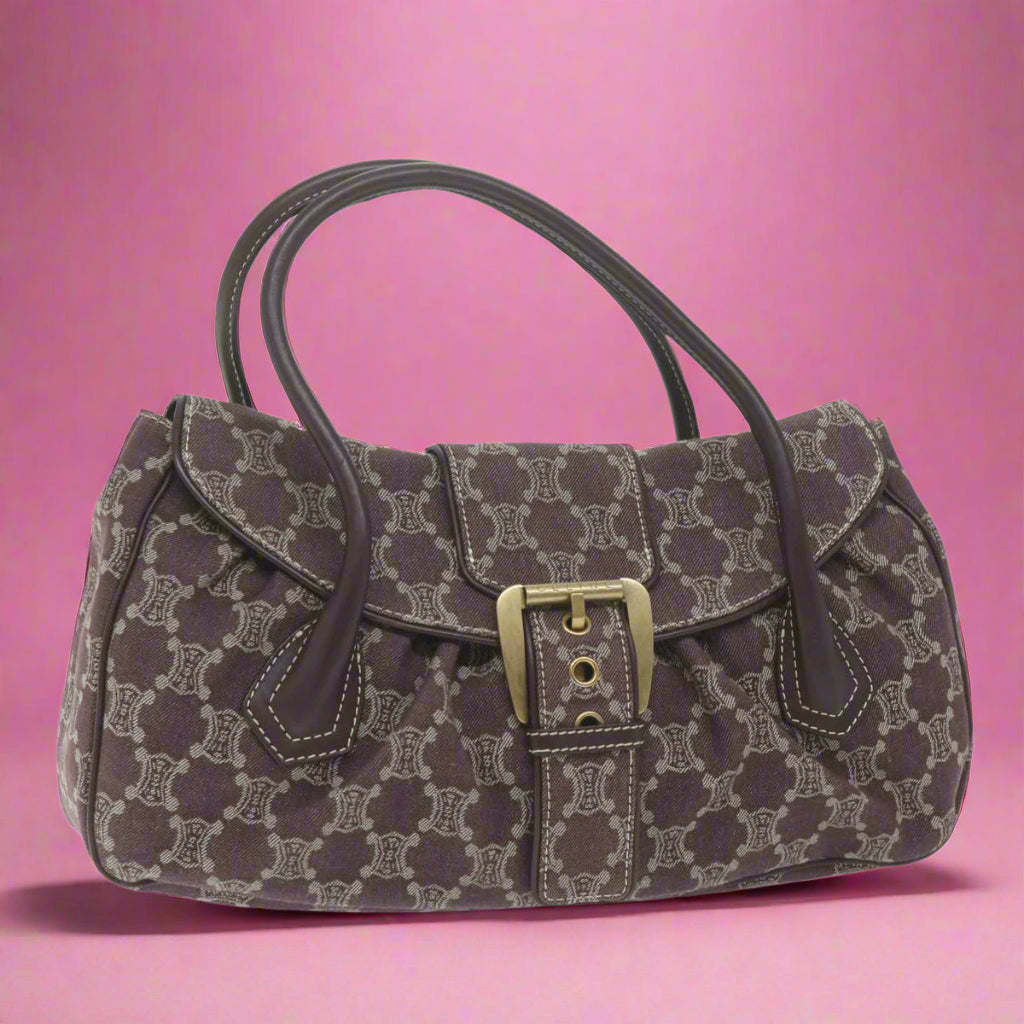 Celine Paris Macadam Canvas Hand Bag Brown