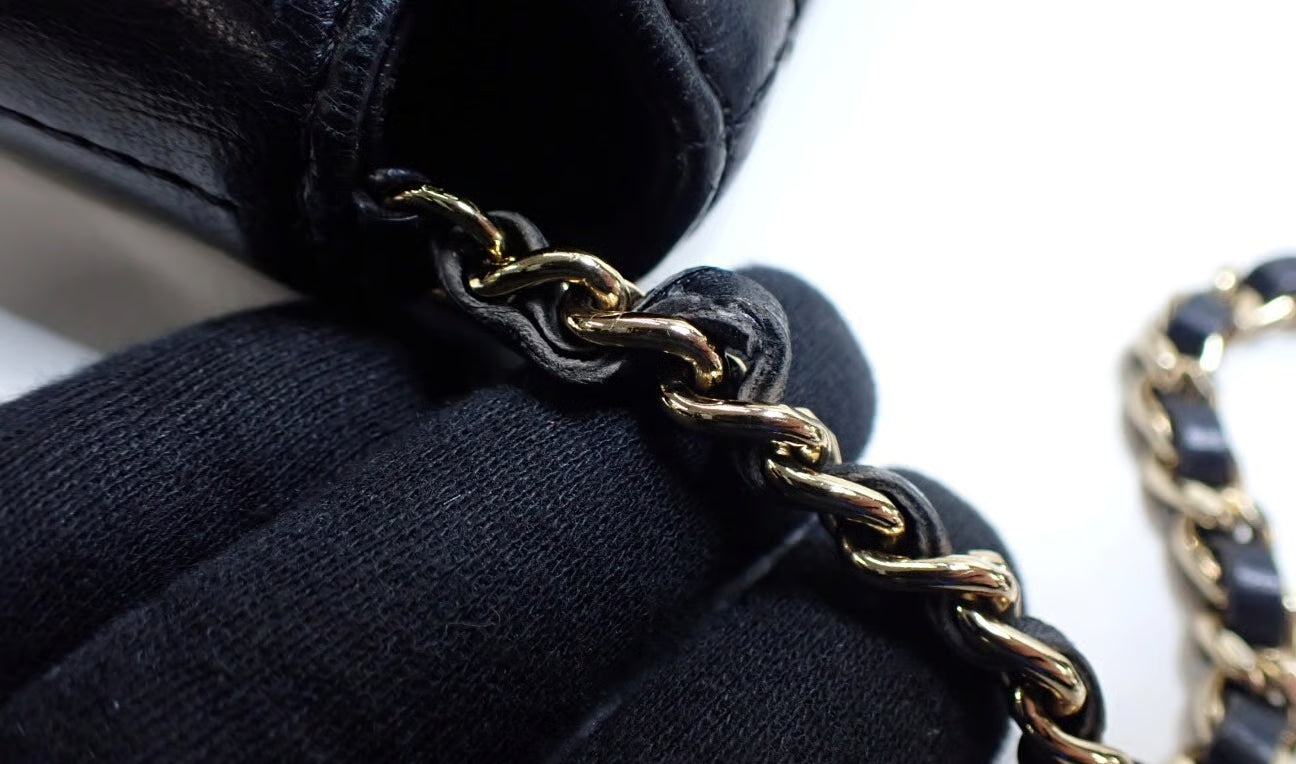 Chanel East West Chocolate Bar Bag Black Lambskin