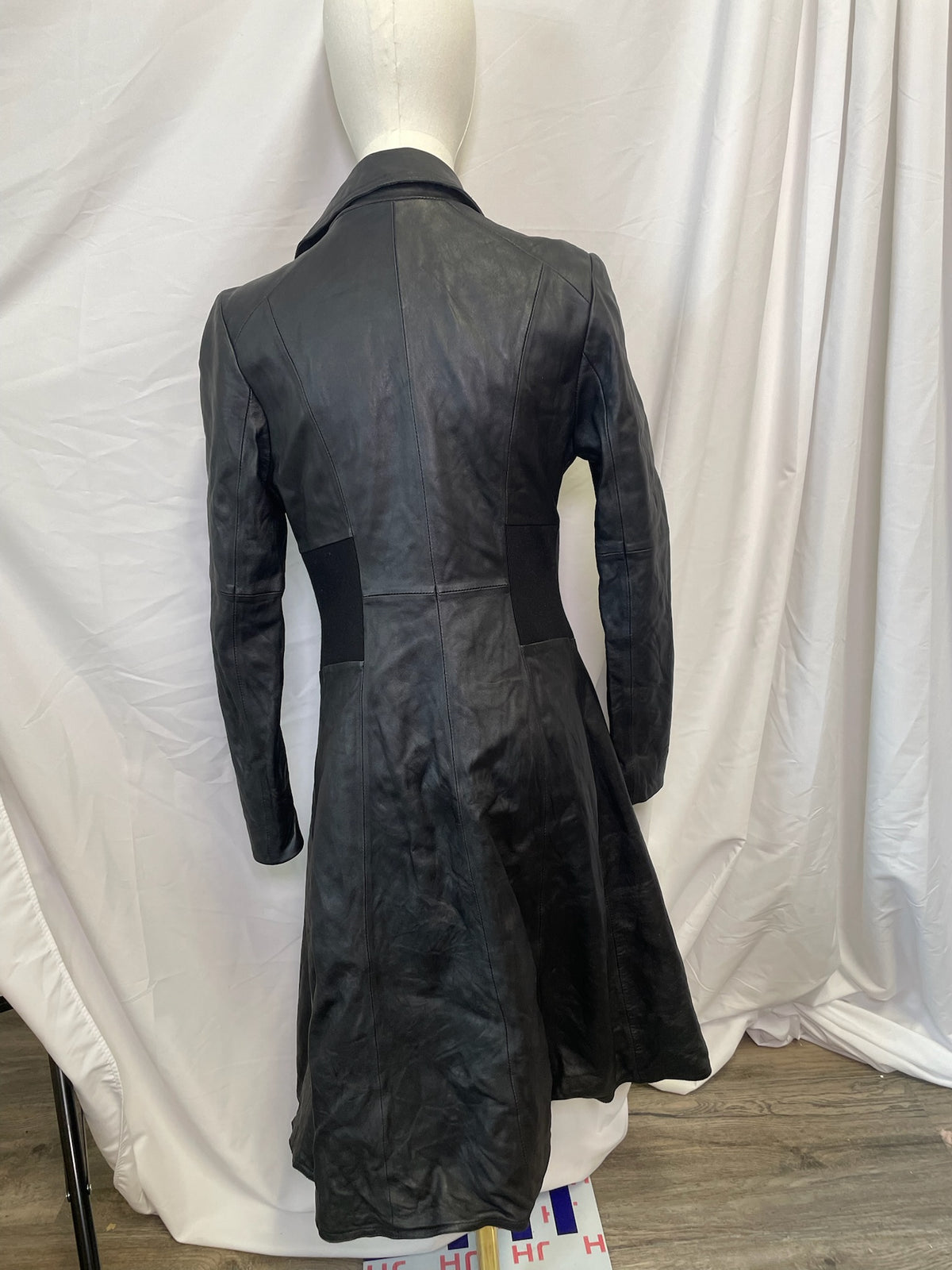Black Leather Lace-Up Corset Coat