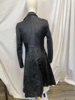 Black Leather Lace-Up Corset Coat