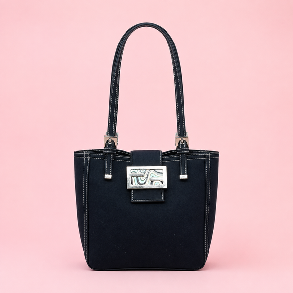 Fendi Navy Canvas Mamma Mini Handbag