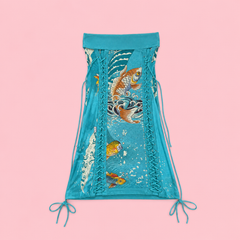 Ed Hardy by Christian Audigier Koi Fish Lace-Up Strapless Mini Dress - Size S
