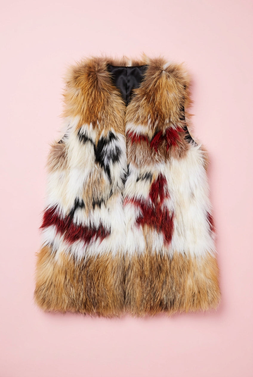 Multicolor Long-Pile Fur Vest