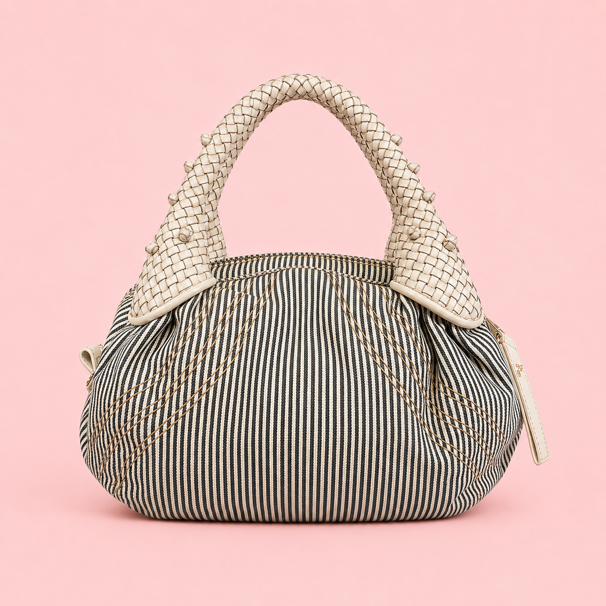 Fendi Denim Striped Mini Spy Bag