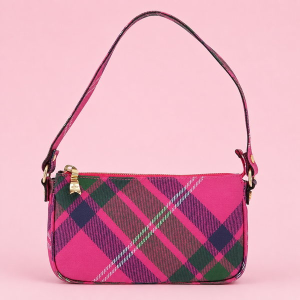 Vivienne Westwood Pink Tartan Plaid Shoulder Bag