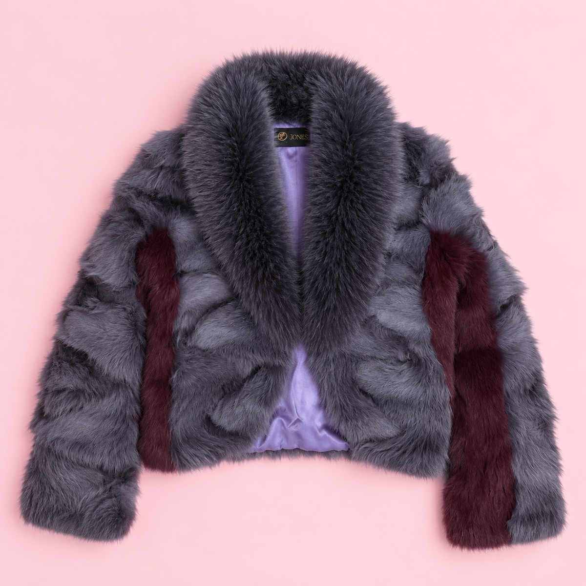 Purple & Burgundy Two-Tone Fur Jacket