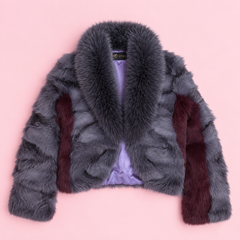 Purple & Burgundy Two-Tone Fur Jacket
