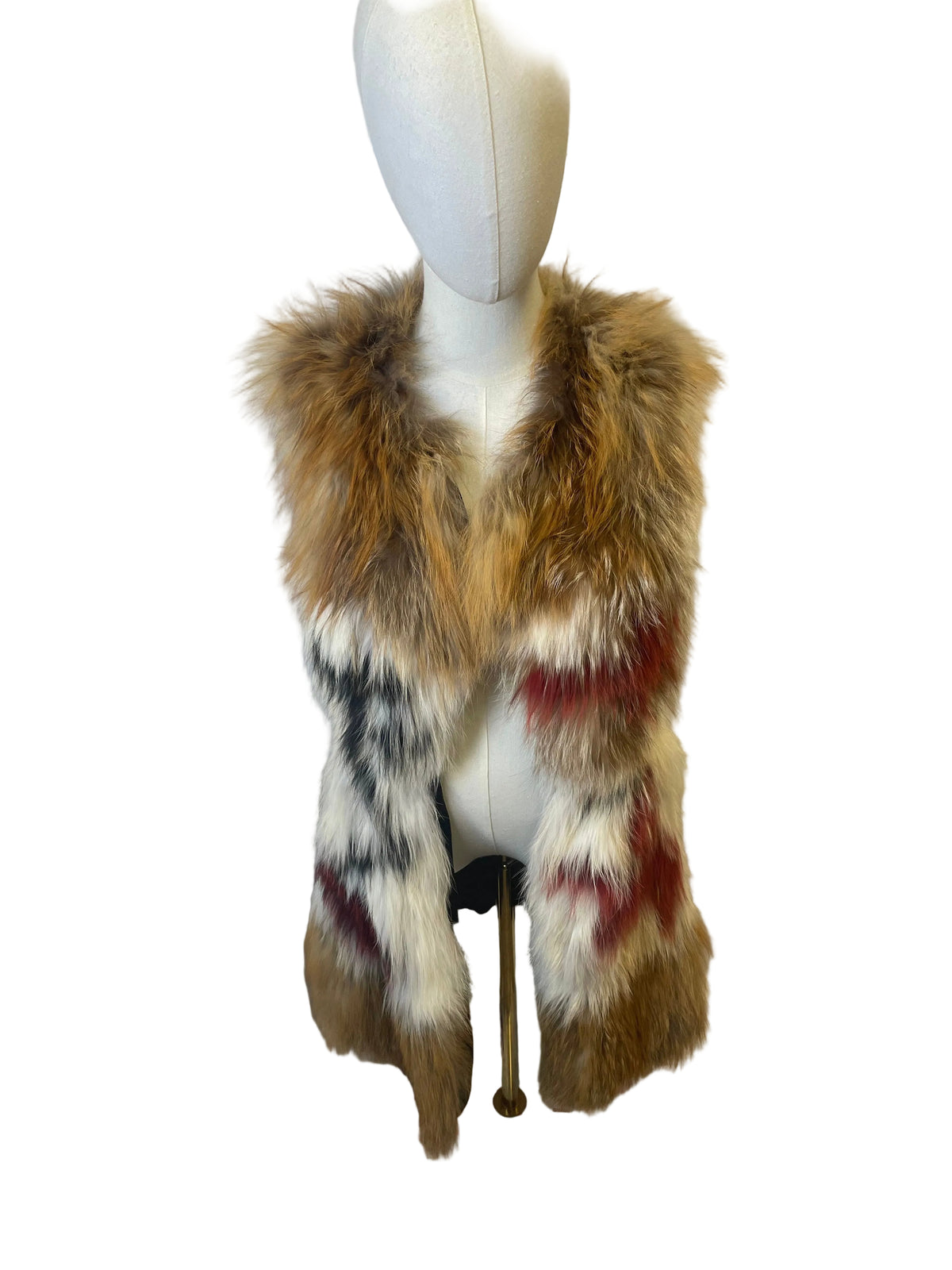 Multicolor Long-Pile Fur Vest - front