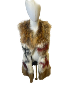 Multicolor Long-Pile Fur Vest - front