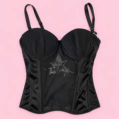 Thierry Mugler Black Logo Corset Bustier Top
