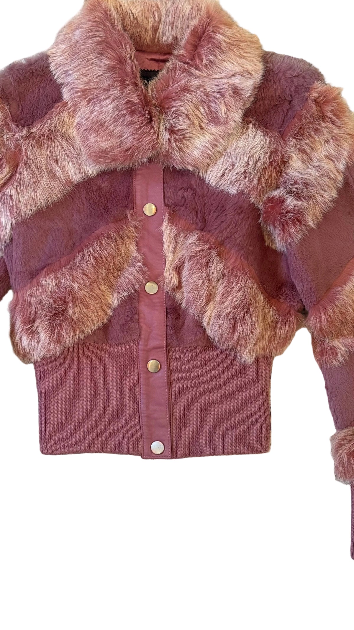 Pink fur jacket - collar detail