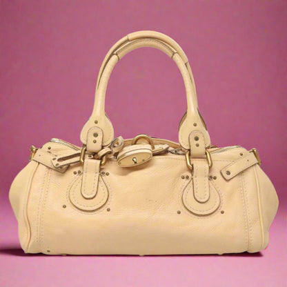 Chloe Paddington Hand Bag Leather Beige