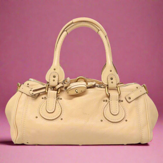 Chloe Paddington Hand Bag Leather Beige