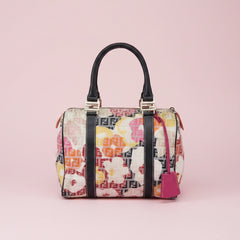 Fendi Floral Zucca Canvas Mini Boston Bag