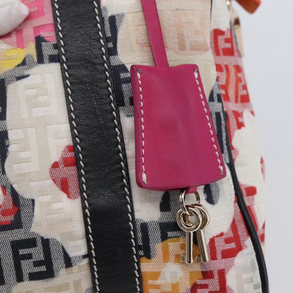 Fendi Floral Zucca Canvas Mini Boston Bag