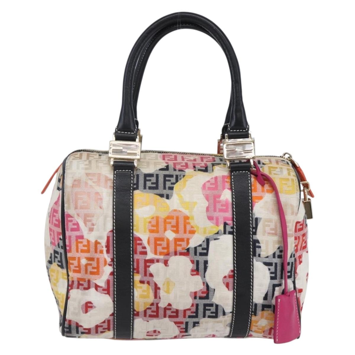 Fendi Floral Zucca Canvas Mini Boston Bag