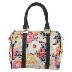 Fendi Floral Zucca Canvas Mini Boston Bag