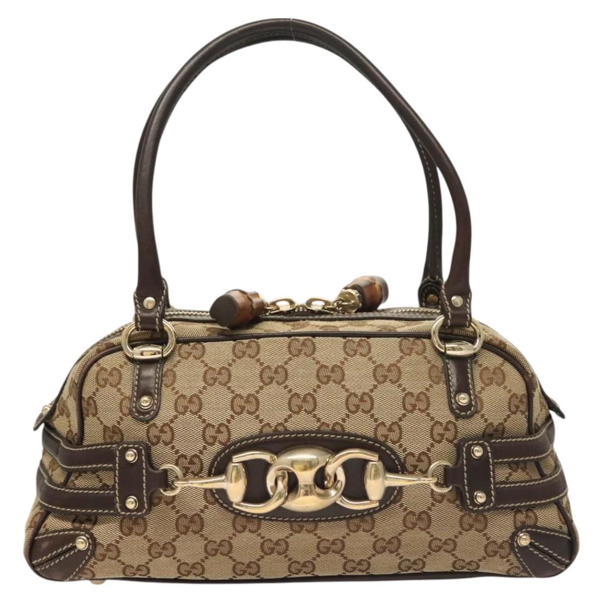 Gucci GG Canvas Bamboo Horsebit Shoulder Bag