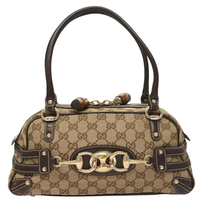 Gucci GG Canvas Bamboo Horsebit Shoulder Bag