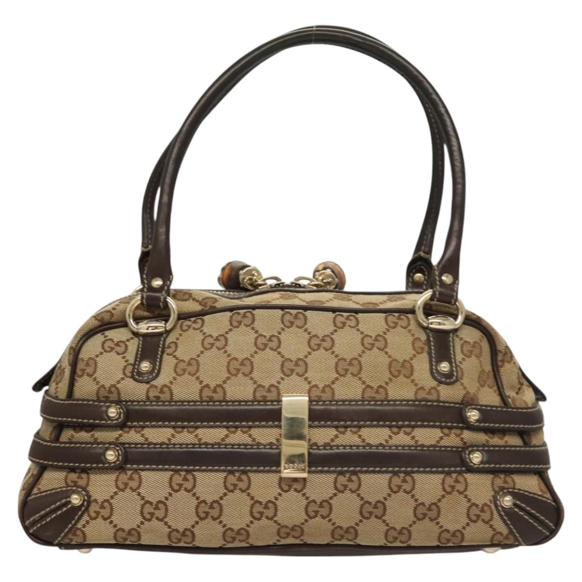 Gucci GG Canvas Bamboo Horsebit Shoulder Bag