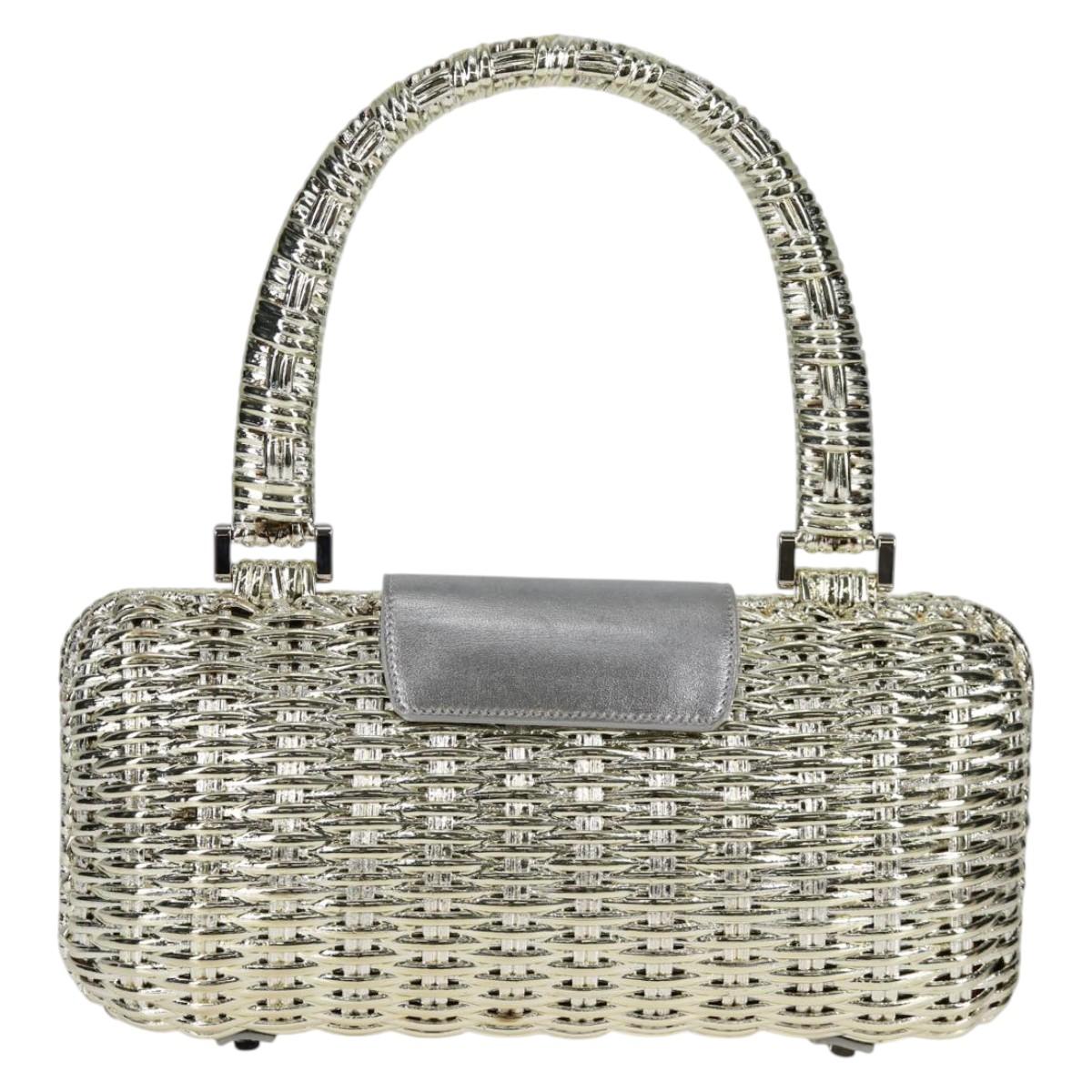 Salvatore Ferragamo Gancini Hand Bag Rattan Gold Auth 137497SAV (Copy)