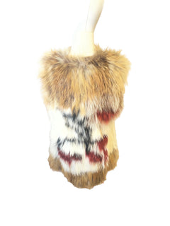 Multicolor Long-Pile Fur Vest - back