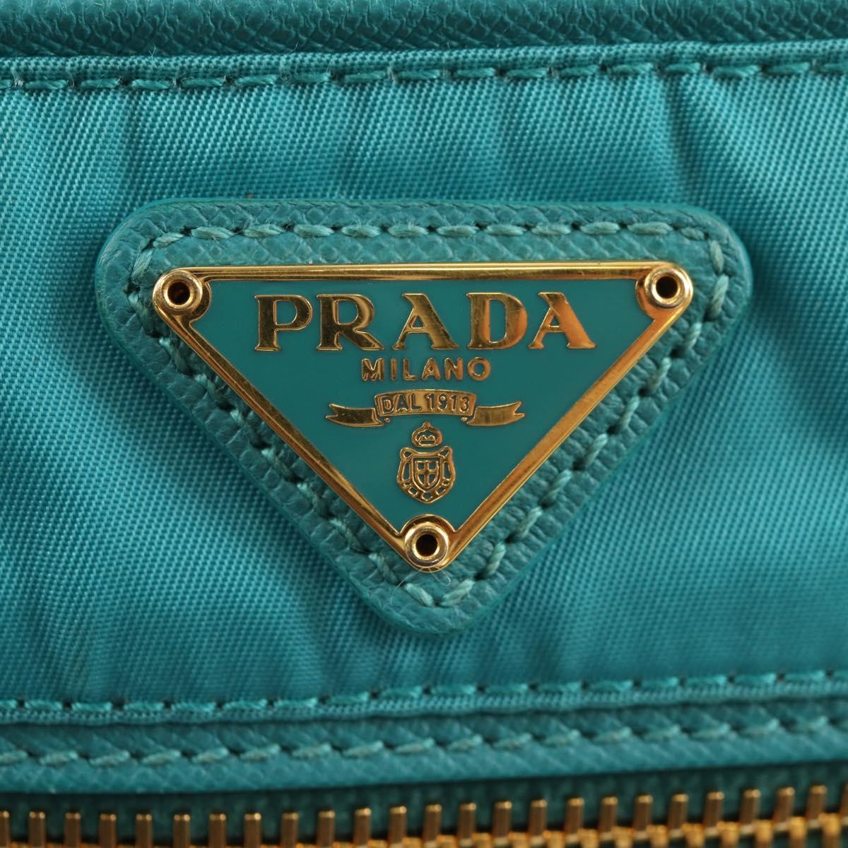 PRADA Shoulder Bag Nylon Blue Gold Auth 153492V (Copy)