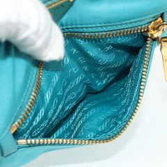 PRADA Shoulder Bag Nylon Blue Gold Auth 153492V (Copy)