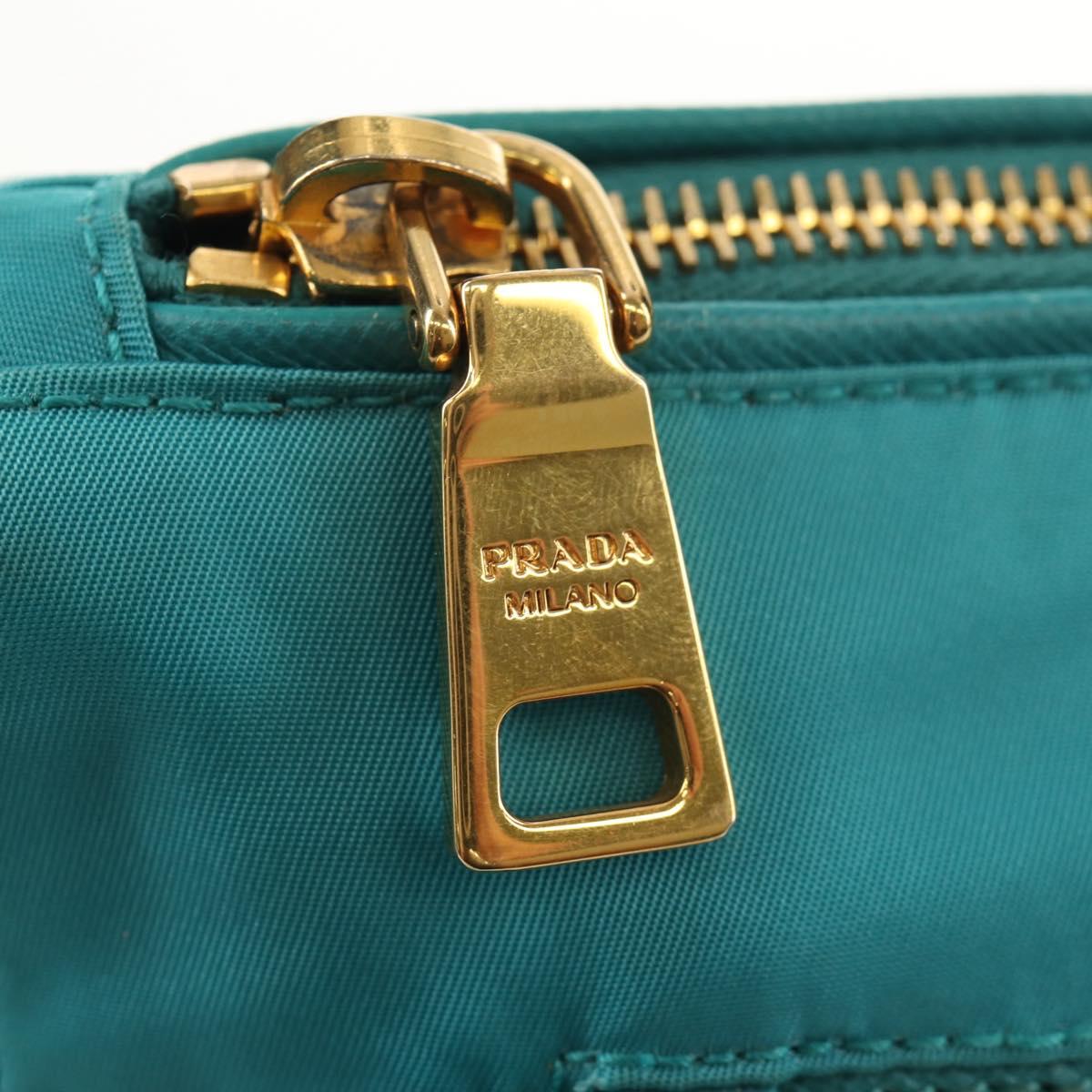 PRADA Shoulder Bag Nylon Blue Gold Auth 153492V (Copy)