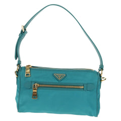 PRADA Shoulder Bag Nylon Blue Gold Auth 153492V (Copy)