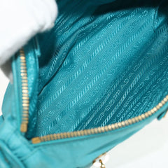 PRADA Shoulder Bag Nylon Blue Gold Auth 153492V (Copy)