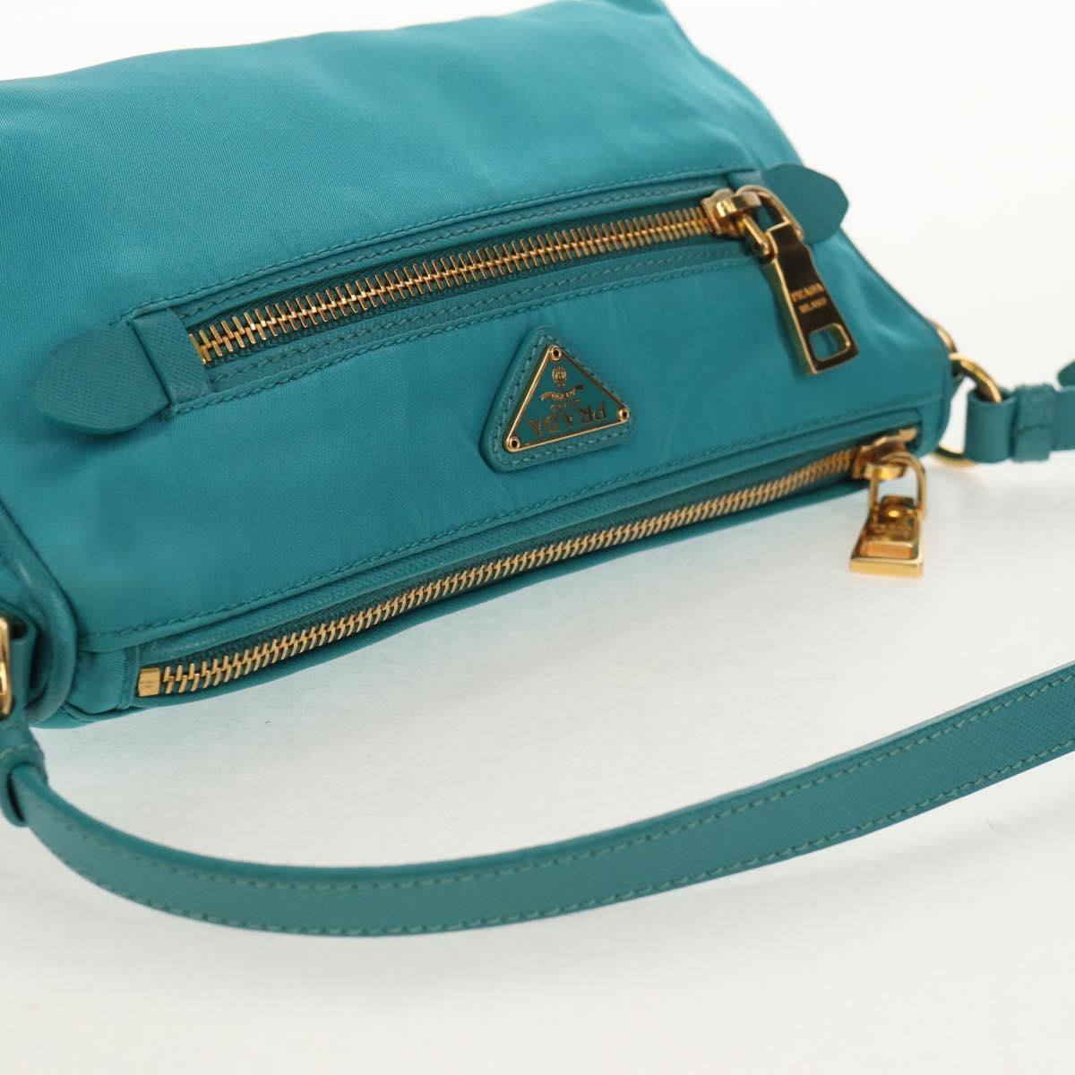 PRADA Shoulder Bag Nylon Blue Gold Auth 153492V (Copy)