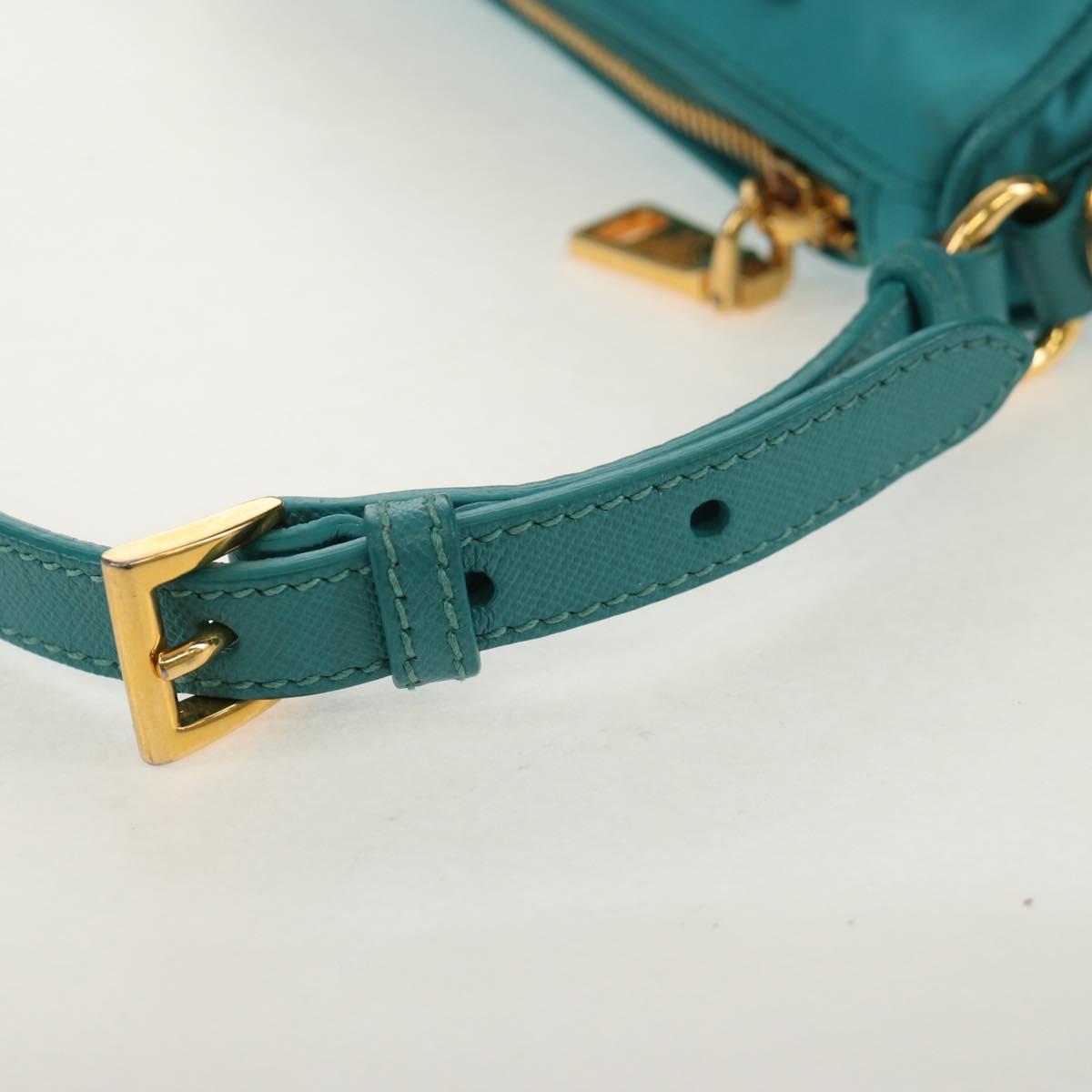 PRADA Shoulder Bag Nylon Blue Gold Auth 153492V (Copy)