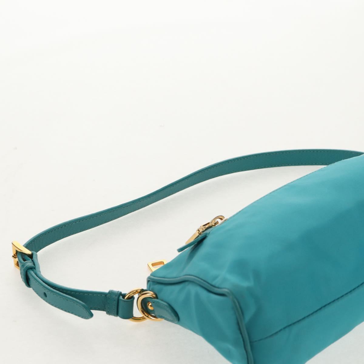 PRADA Shoulder Bag Nylon Blue Gold Auth 153492V (Copy)