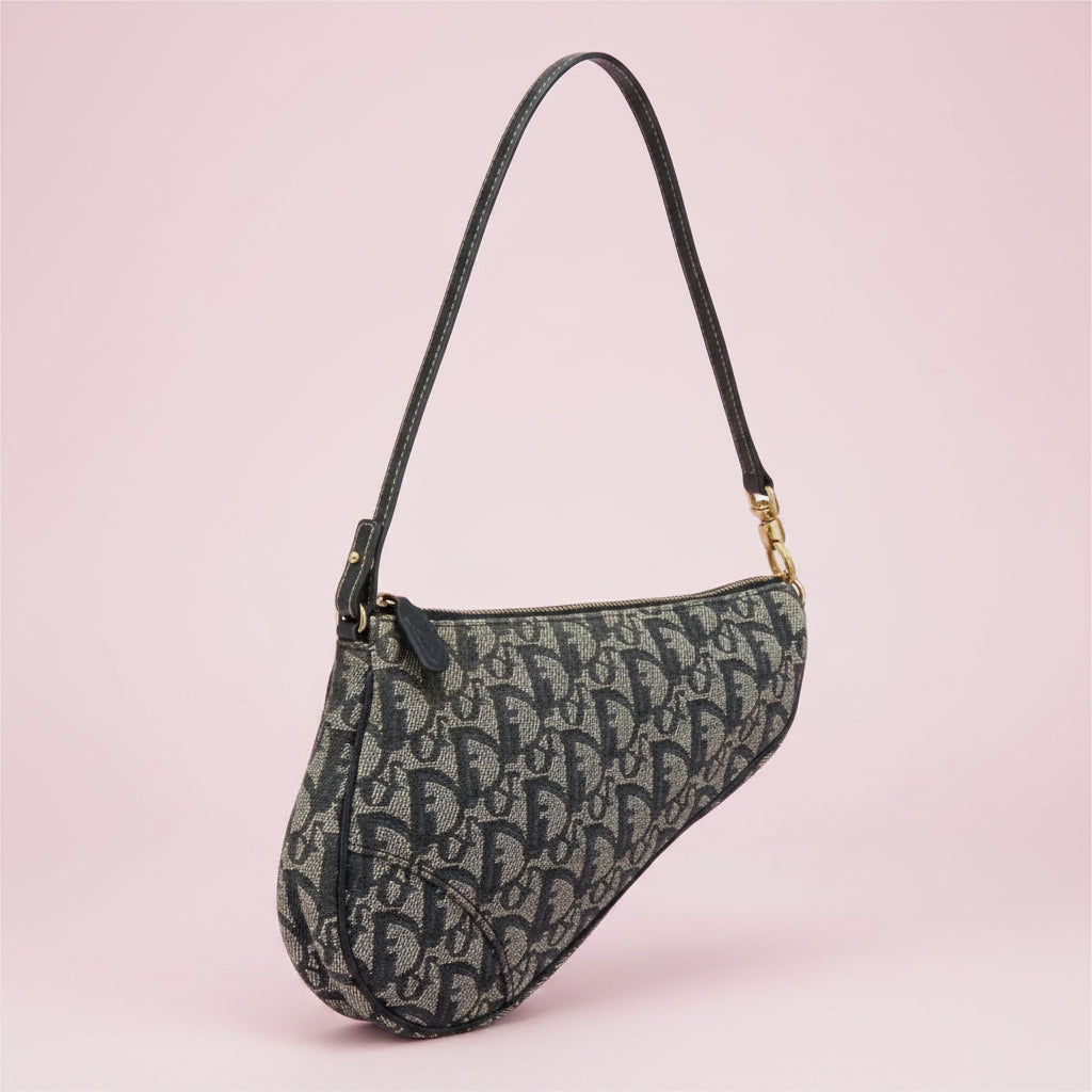 Christian Dior Trotter Canvas Saddle Pouch Navy