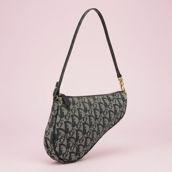 Christian Dior Trotter Canvas Saddle Pouch Navy