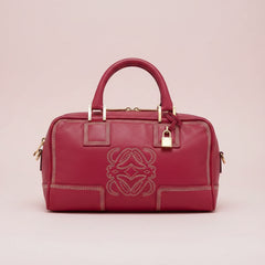 Loewe Amazona Leather Boston Bag in Pink