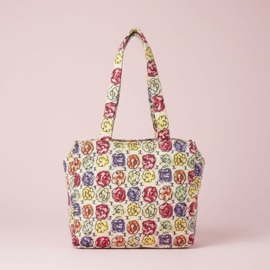 Chanel Multi Camellia Print Canvas Tote
